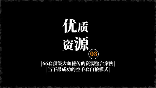 66套顶级大咖秘传的资源整合案例：当下最成功的空手套白狼模式-京达5G资源社